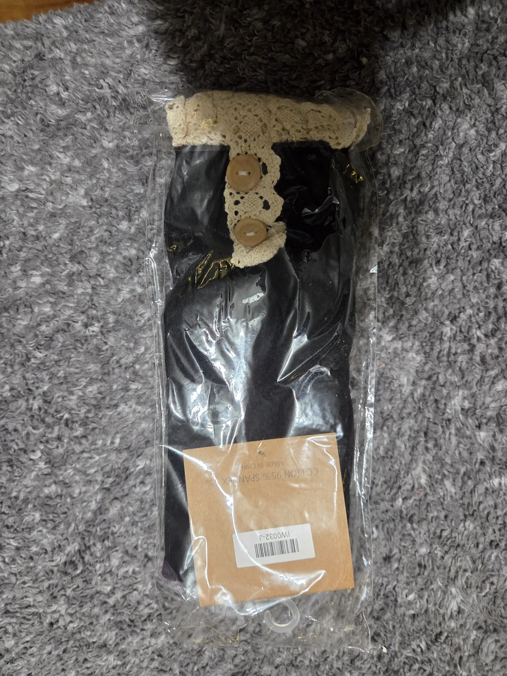 Black Lace-Trim Knee-High Socks for Women